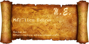 Málics Edina névjegykártya