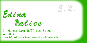 edina malics business card